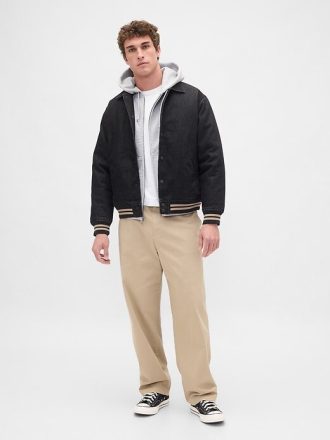 Jaqueta jeans universitária oversized