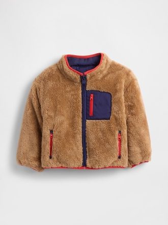 Jaqueta reversível Sherpa leve para bebês e crianças pequenas