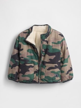 Jaqueta reversível Sherpa leve para bebês e crianças pequenas