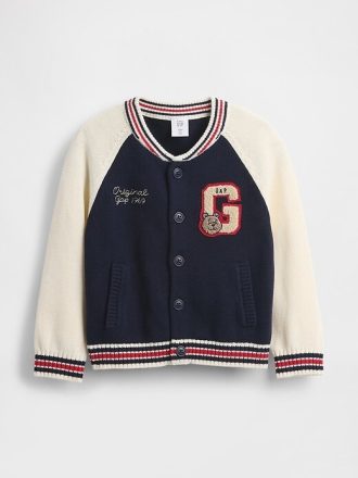 Jaqueta suéter com logotipo universitário para bebês e crianças pequenas