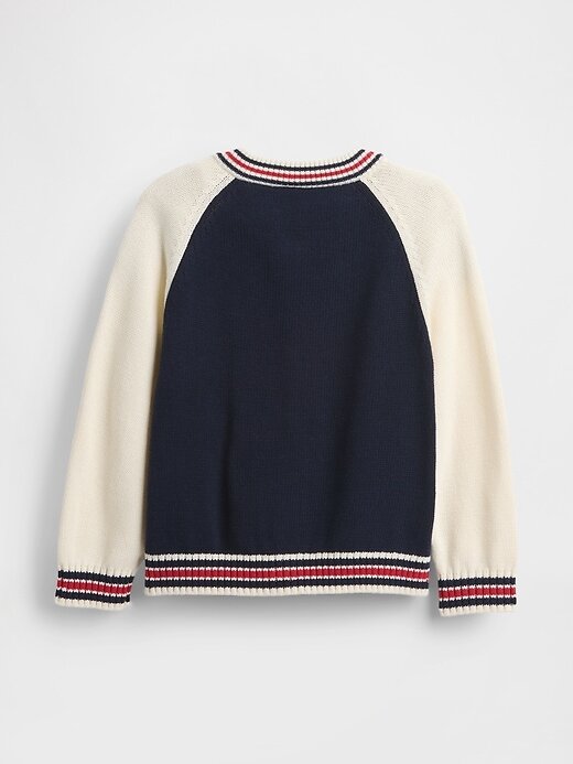 Jaqueta suéter com logotipo universitário para bebês e crianças pequenas Jaqueta suéter com logotipo universitário para bebês e crianças pequenas