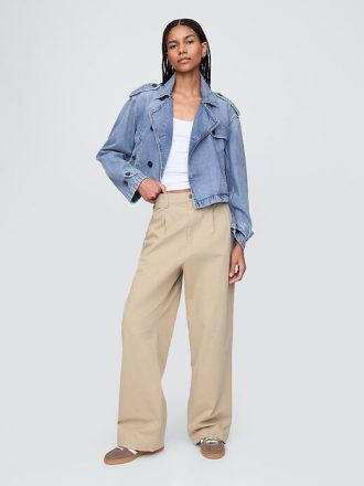 Jaqueta Trench Crop Jeans UltraSoft