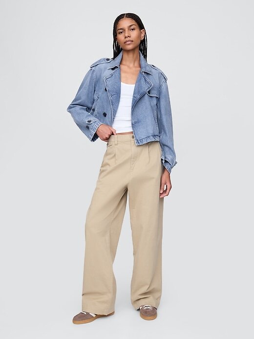 Jaqueta Trench Crop Jeans UltraSoft Jaqueta Trench Crop Jeans UltraSoft