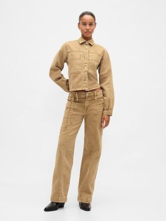 Jeans microcinto largo dos anos 90 com cintura baixa