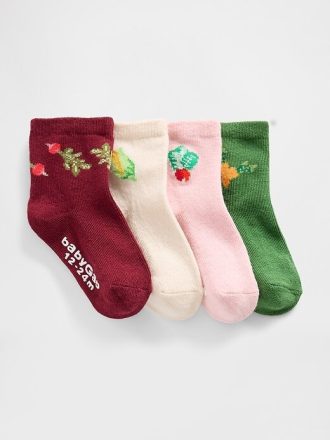 Meias cano curto para bebês e crianças pequenas (pacote com 4)