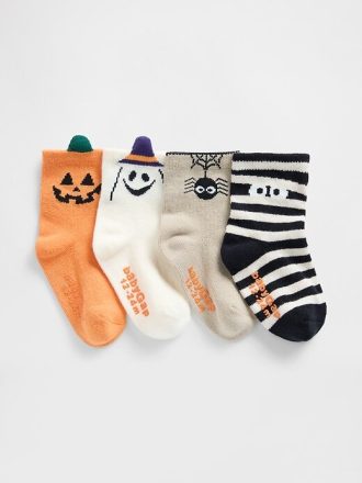 Meias de Halloween para bebês e crianças pequenas (pacote com 4)
