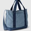 Mini bolsa tote com alça jeans e logotipo da Gap