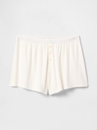 Mini shorts de pijama canelados relaxados