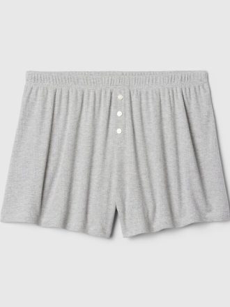 Mini shorts de pijama canelados relaxados