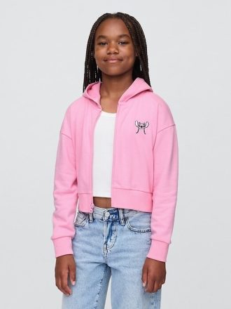 Moletom com capuz curto e zíper Lilo & Stitch Kids French Terry