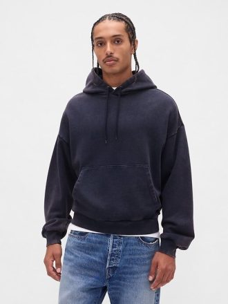 Moletom com capuz curto pesado