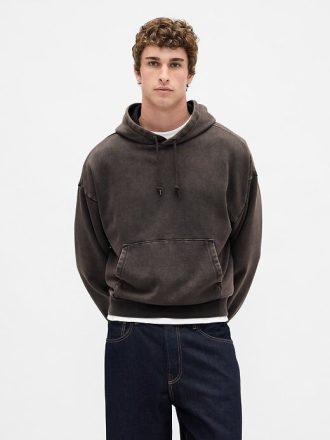 Moletom com capuz curto pesado