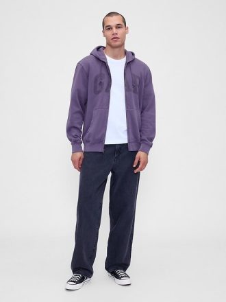 Moletom com capuz e zíper completo com logotipo VintageSoft Arch para adultos