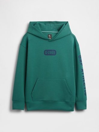 Moletom com capuz infantil GapFit Tech com logotipo de secagem rápida