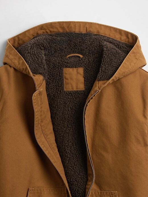 Moletom com capuz jeans de lona com forro de sherpa para crianças Moletom com capuz jeans de lona com forro de sherpa para crianças