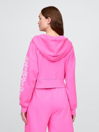 Moletom com capuz Lilo & Stitch VintageSoft Crop com zíper para adulto