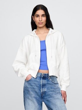 Moletom com capuz oversized com zíper e felpa francesa