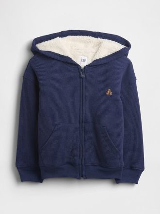 Moletom com capuz térmico e zíper com forro de sherpa para bebês e crianças pequenas Moletom com capuz térmico e zíper com forro de sherpa para bebês e crianças pequenas