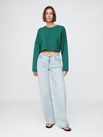 Moletom curto oversized French Terry