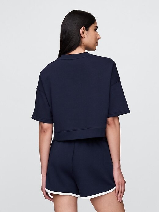 Moletom curto vintagesoft com mangas curtas e cotovelo Moletom curto vintagesoft com mangas curtas e cotovelo