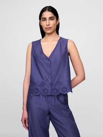 Pijama com bainha com ilhós