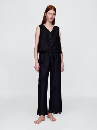 Pijama com bainha com ilhós