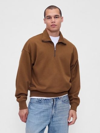 Pulôver grande e pesado com zíper de um quarto