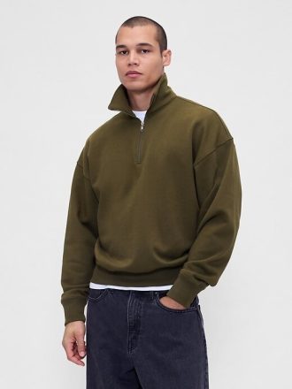 Pulôver grande e pesado com zíper de um quarto