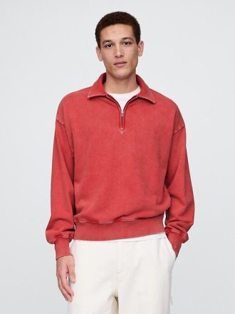 Pulôver grande e pesado com zíper de um quarto