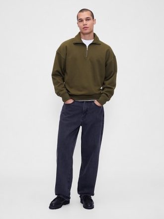 Pulôver grande e pesado com zíper de um quarto