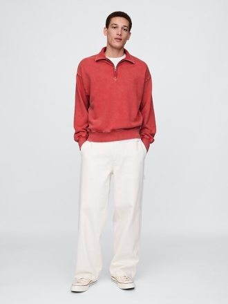 Pulôver grande e pesado com zíper de um quarto