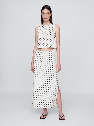 Regata cropped em mistura de linho