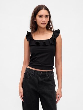 Regata cropped moderna com babados