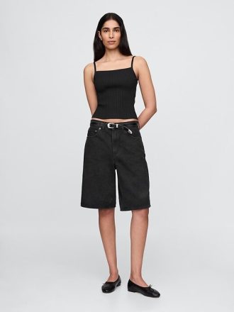 Regata curta com suéter canelado