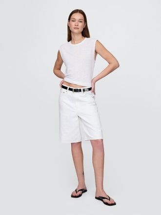 Regata de gola redonda em mistura de linho