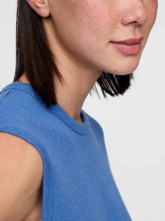 Regata de gola redonda em mistura de linho