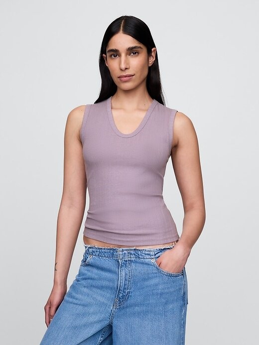 Regata moderna transparente com nervuras Regata moderna transparente com nervuras