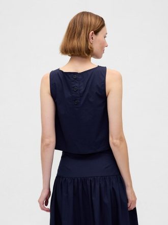 Regata popeline com decote canoa e concha