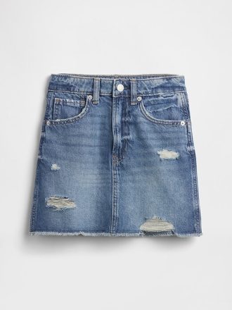 Saia jeans de cintura alta infantil