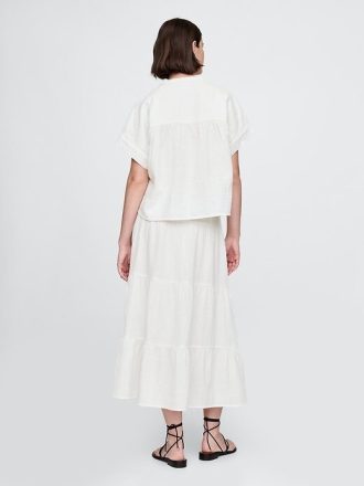 Saia longa em camadas de gaze de algodão