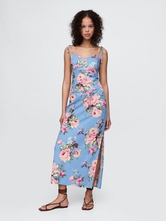 Saia midi em mistura de linho