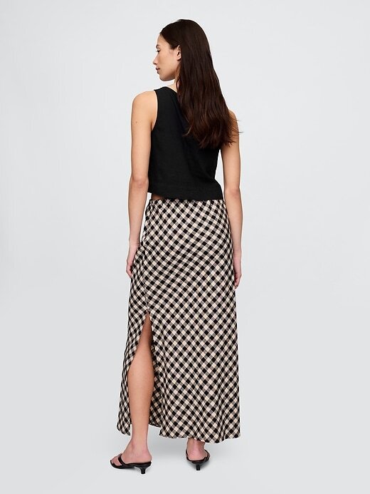 Saia midi em mistura de linho Saia midi em mistura de linho