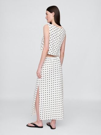 Saia midi em mistura de linho