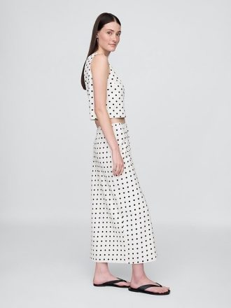 Saia midi em mistura de linho