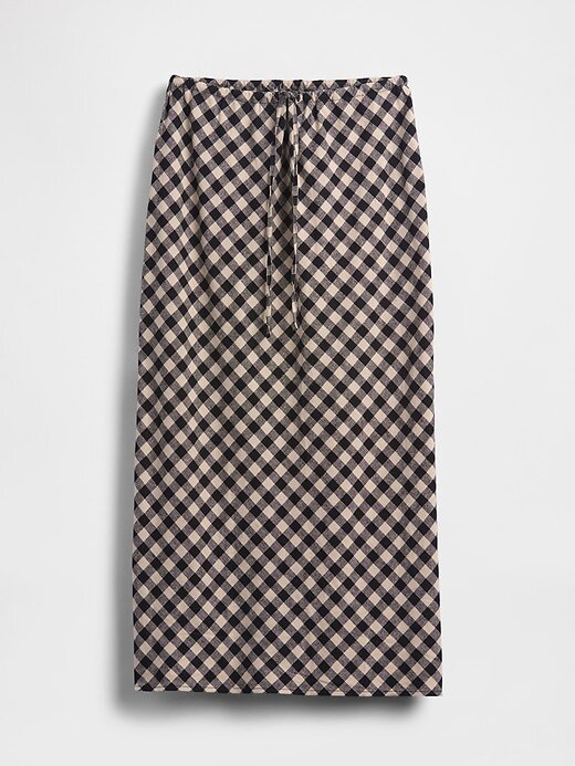 Saia midi em mistura de linho Saia midi em mistura de linho