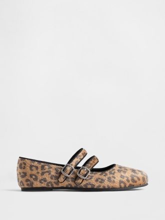 Sapatilhas de balé de leopardo com tiras duplas