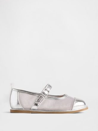 Sapatilhas Mary Jane de malha metálica para crianças