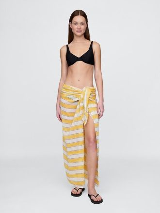 Sarongue listrado de linho e algodão