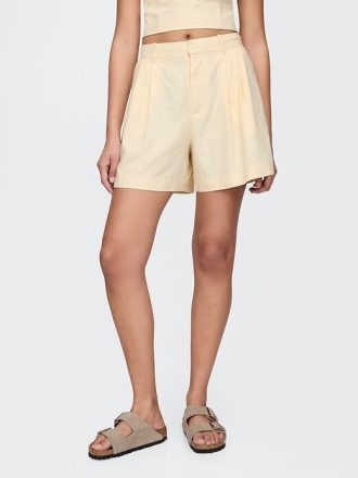 Shorts 365 de cintura alta em mistura de linho