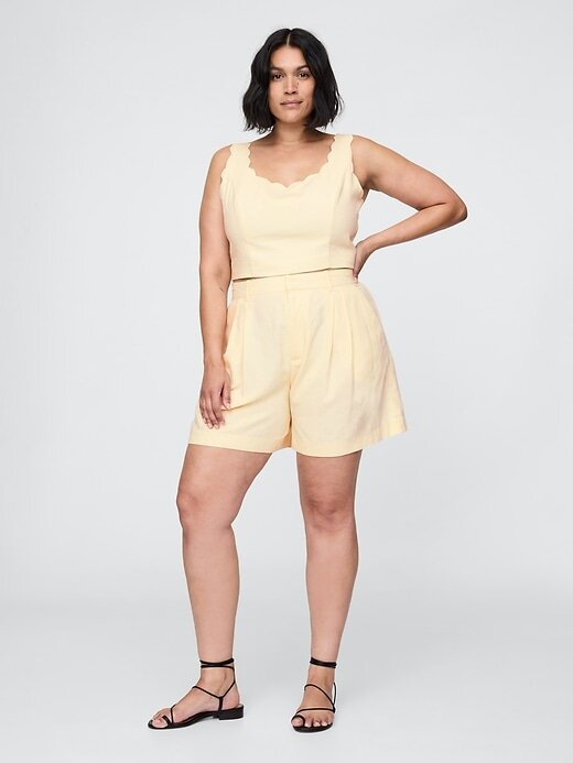 Shorts 365 de cintura alta em mistura de linho Shorts 365 de cintura alta em mistura de linho